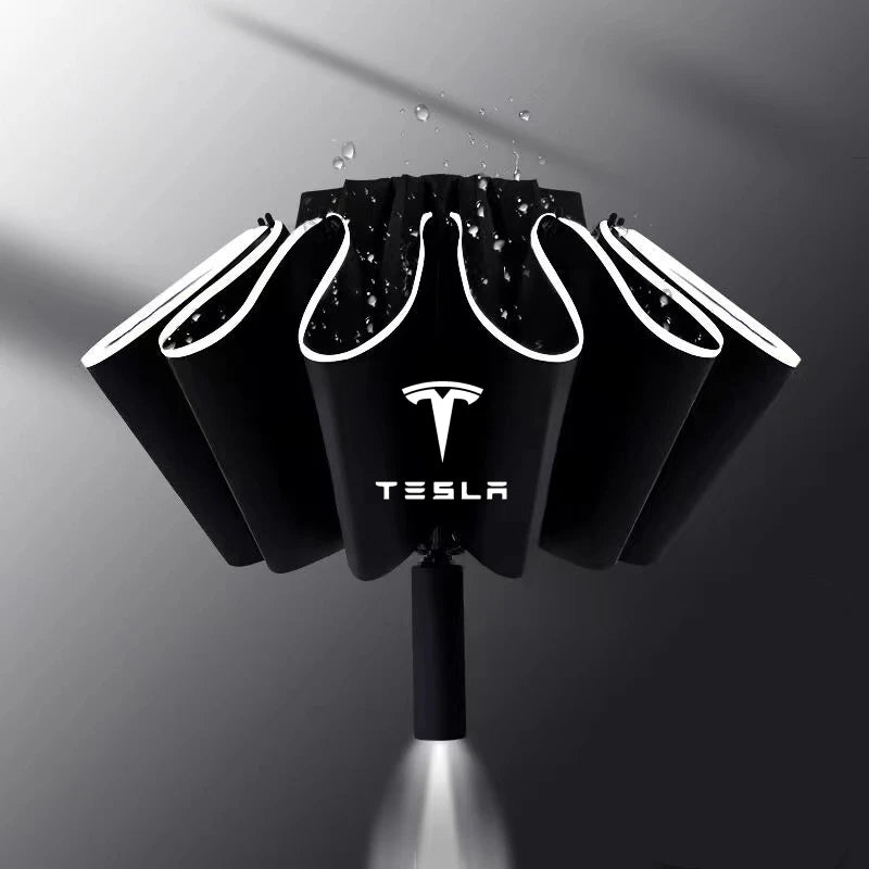 Tesla Reverse umbrella with a light